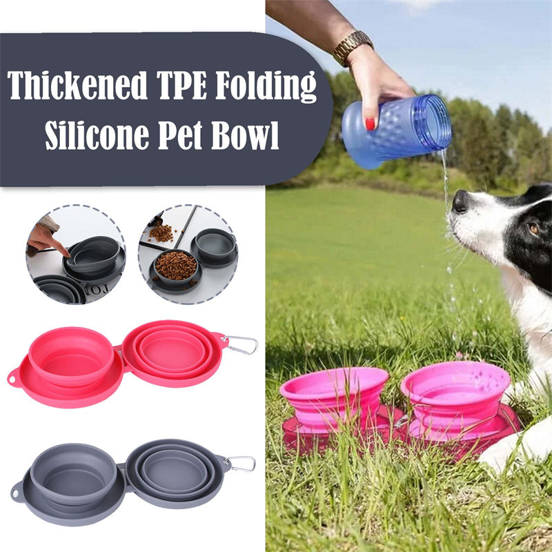 Foldable Double Bowl Silicone Pet Feeder