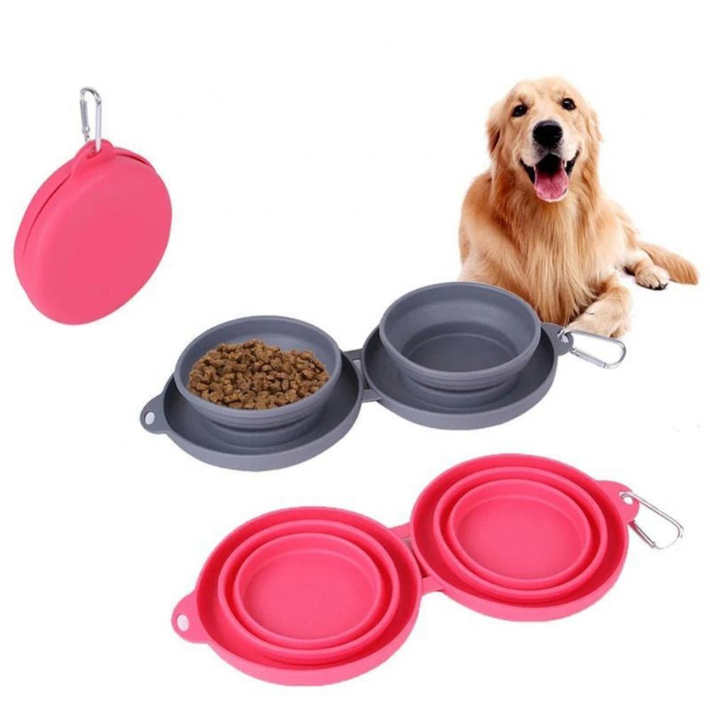 Foldable Double Bowl Silicone Pet Feeder