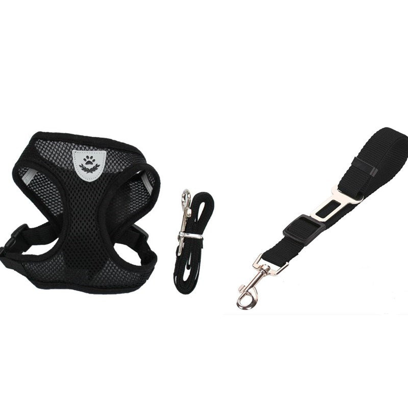 Breathable Mesh Pet Car Seat Belt & Leash