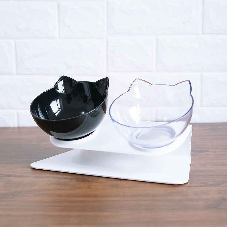 Non-Slip Double Cat Bowl with Raised Stand