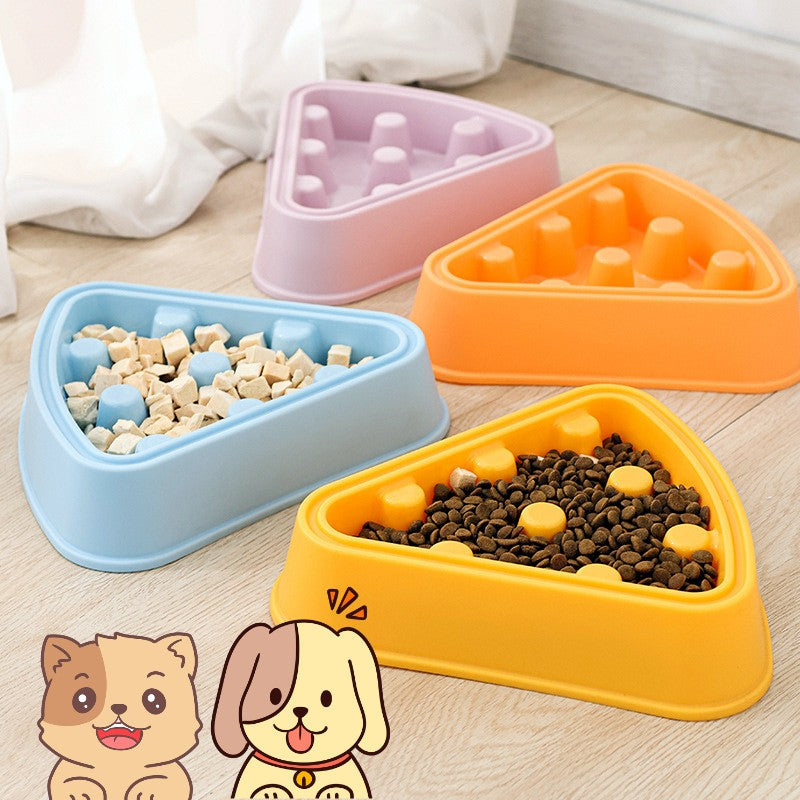 Cartoon Pizza Slow-Feeder Pet Bowl