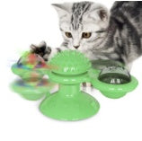 Rotating Windmill Cat Toy with Suction Base & Luminous Balls