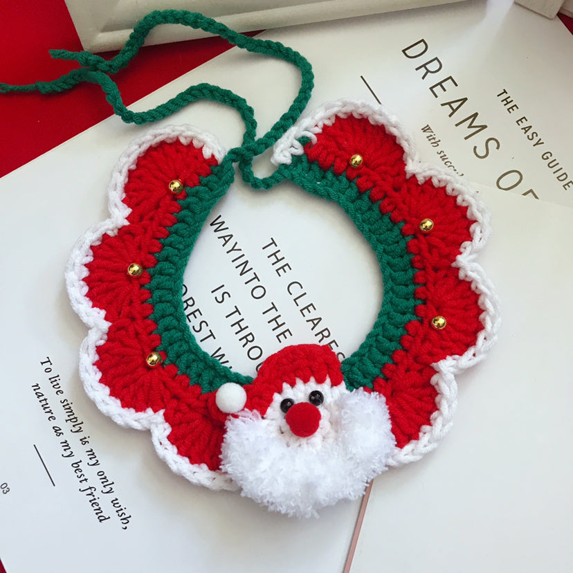 Hand-Woven Wool Christmas Pet Collar