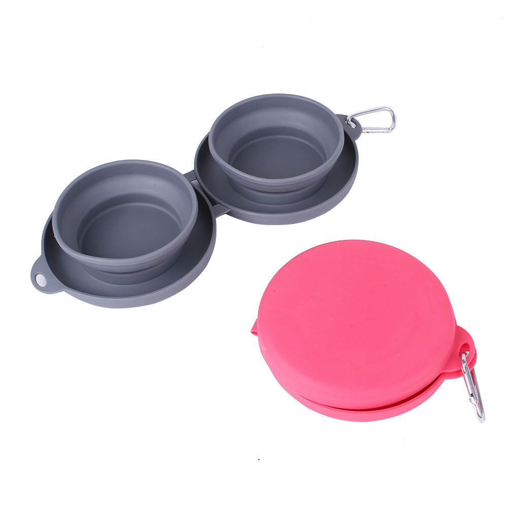 Foldable Double Bowl Silicone Pet Feeder