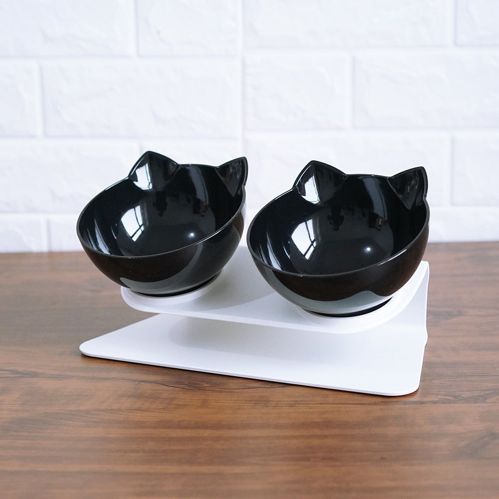 Non-Slip Double Cat Bowl with Raised Stand