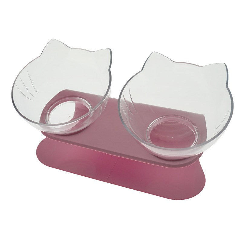 Non-Slip Double Cat Bowl with Raised Stand