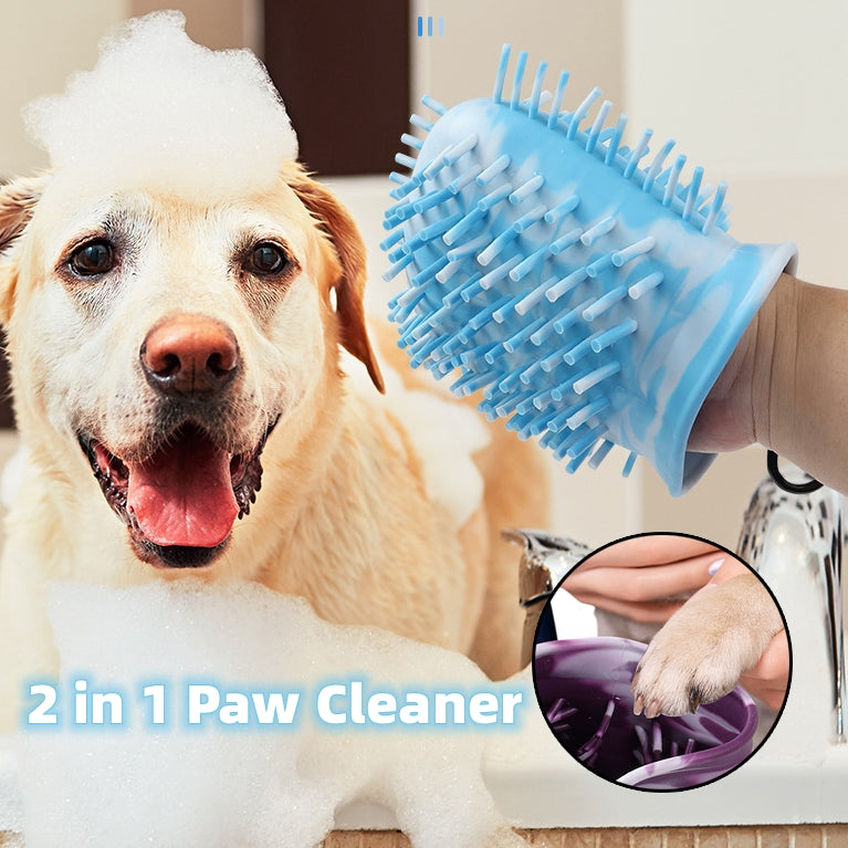 2-in-1 Dog Paw Cleaner Cup & Grooming Brush