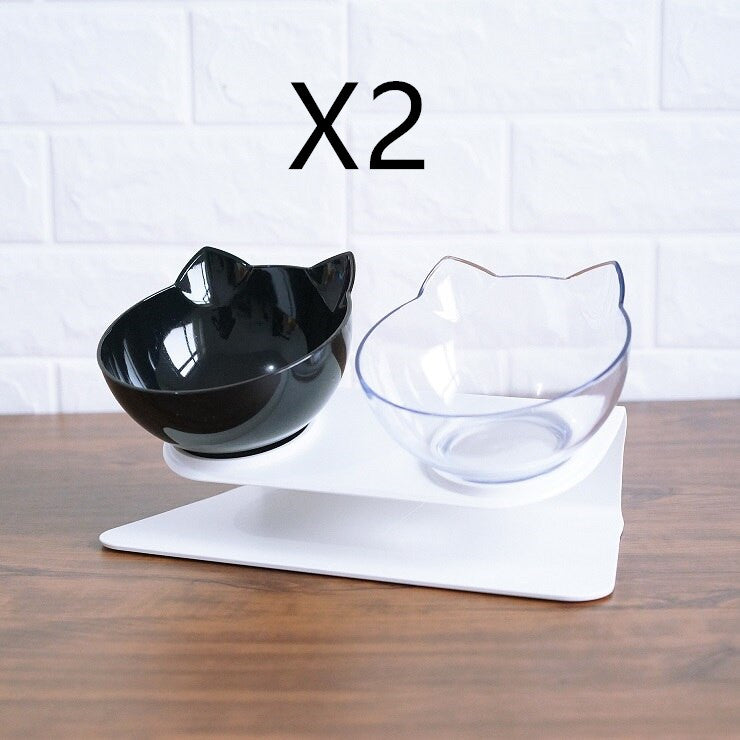 Non-Slip Double Cat Bowl with Raised Stand