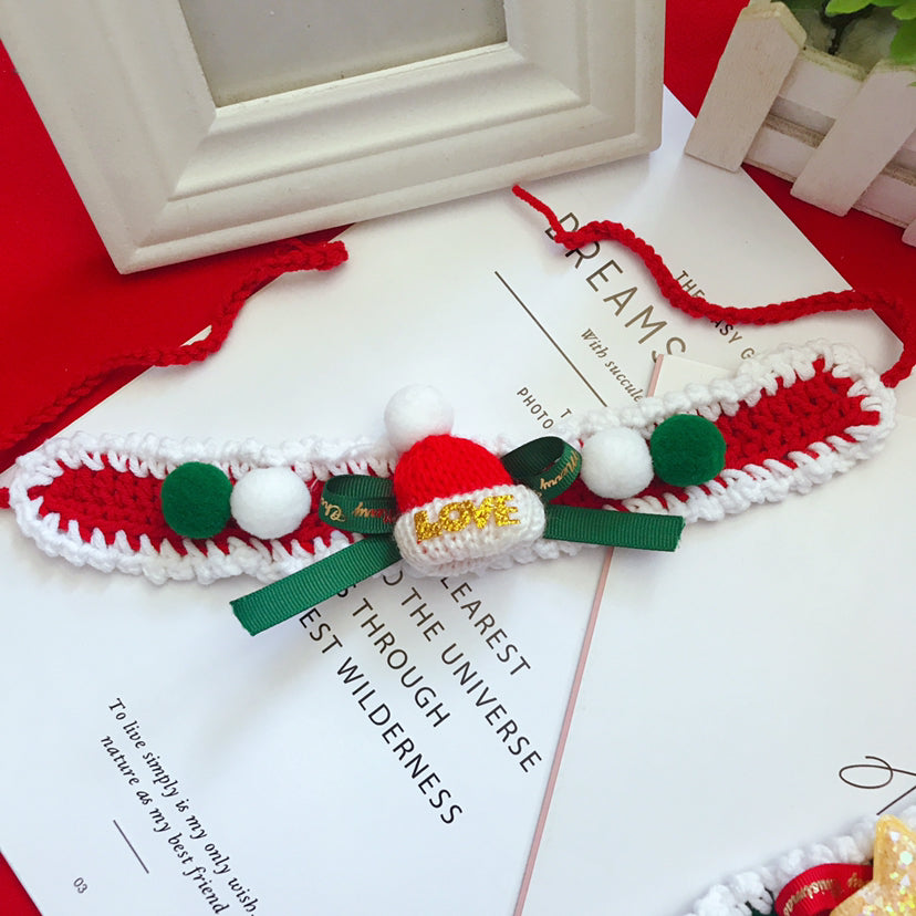 Hand-Woven Wool Christmas Pet Collar